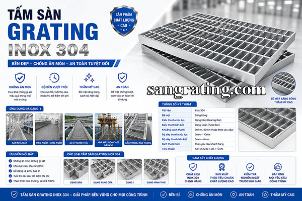 Tấm sàn grating inox 304